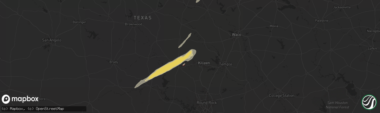 Hail map in Copperas Cove, TX on April 26, 2024