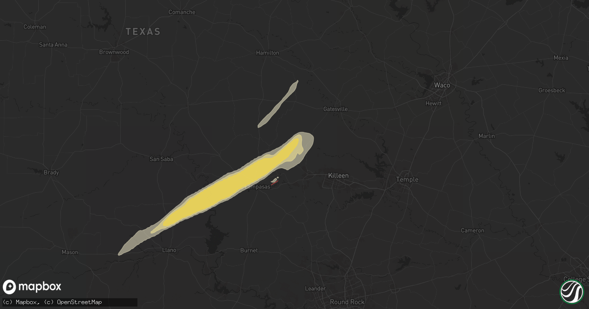 Hail Map in Copperas Cove, TX on April 26, 2024 - HailTrace