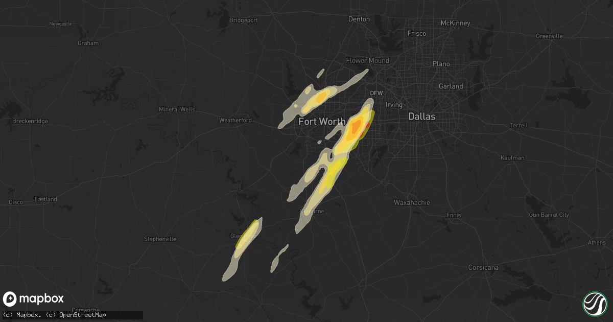 Hail map in Crowley, TX on April 26, 2024