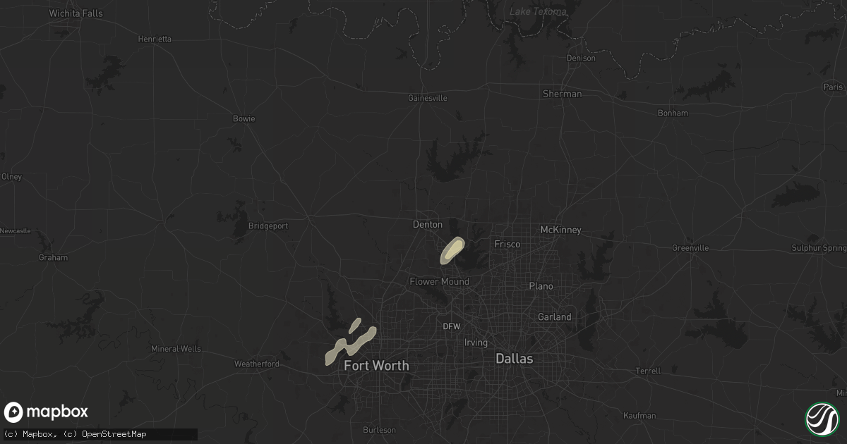 Hail map in Denton, TX on April 26, 2024