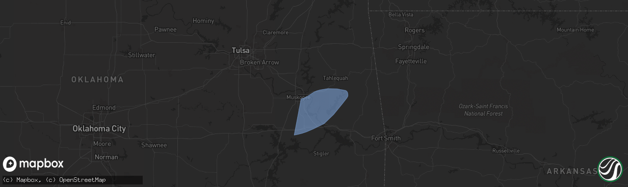 Hail map in Fort Gibson, OK on April 26, 2024