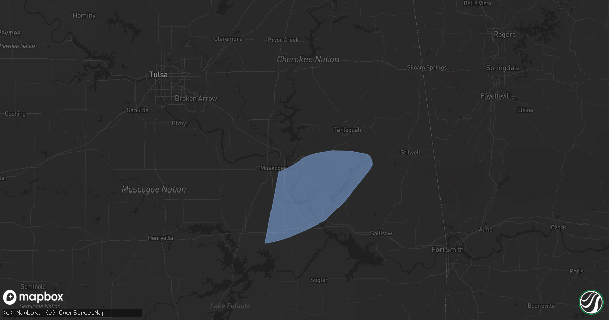 Hail map in Fort Gibson, OK on April 26, 2024