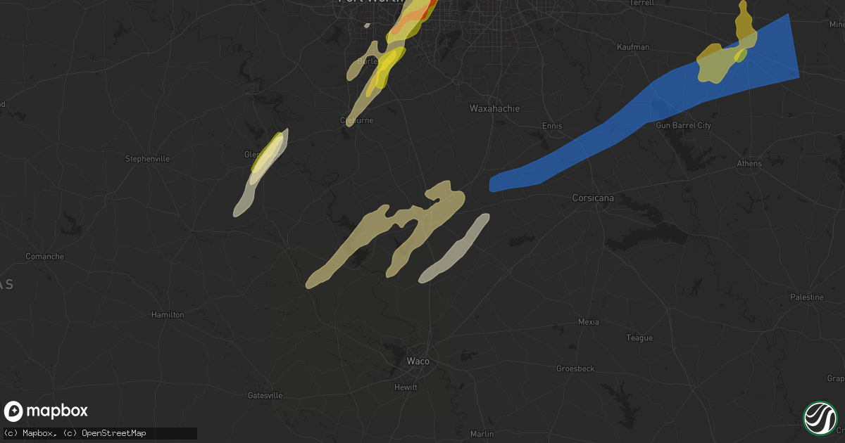 Hail map in Hillsboro, TX on April 26, 2024