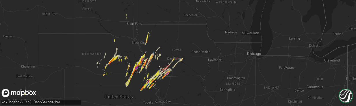 Hail map in Iowa on April 26, 2024