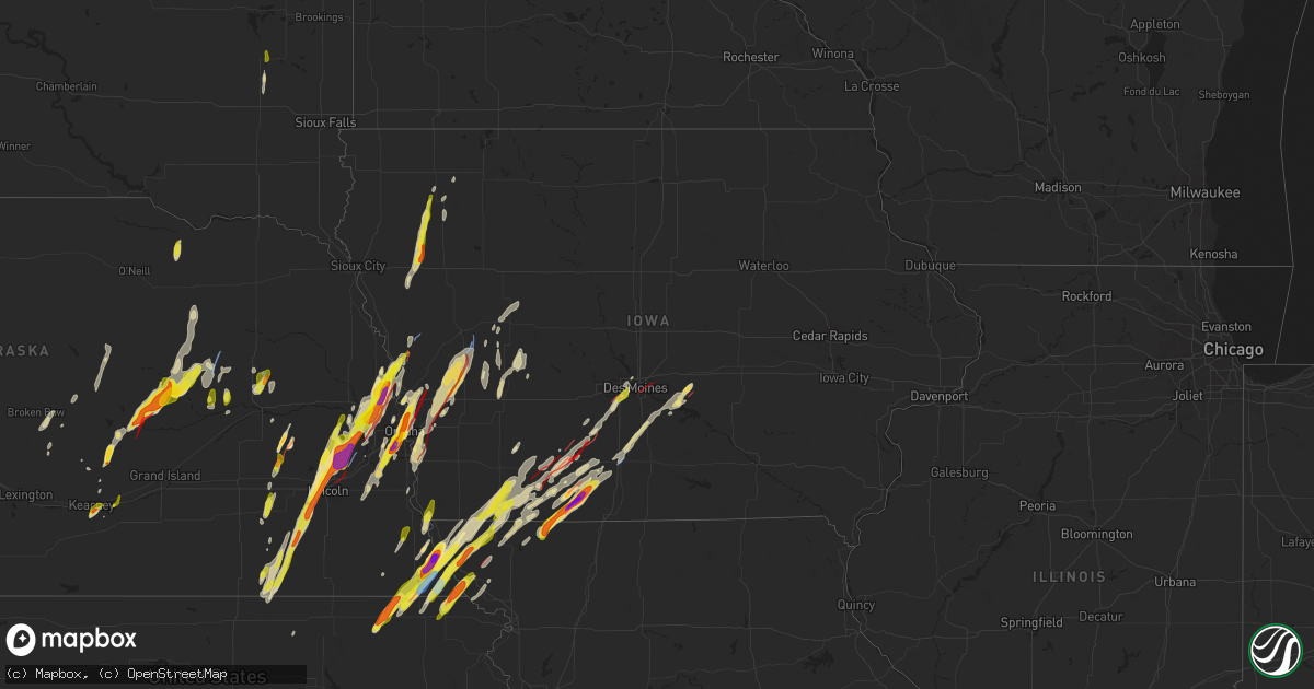 Hail map in Iowa on April 26, 2024