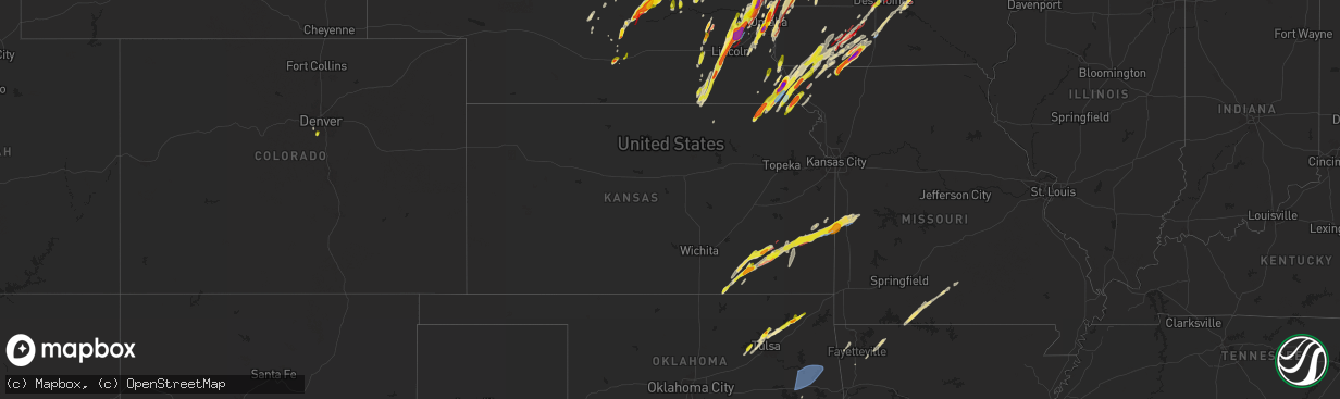 Hail map in Kansas on April 26, 2024