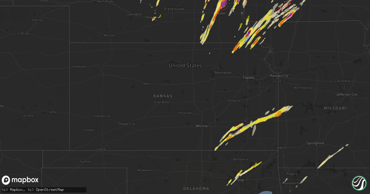 Hail map in Kansas on April 26, 2024