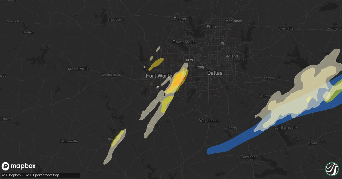 Hail map in Kennedale, TX on April 26, 2024