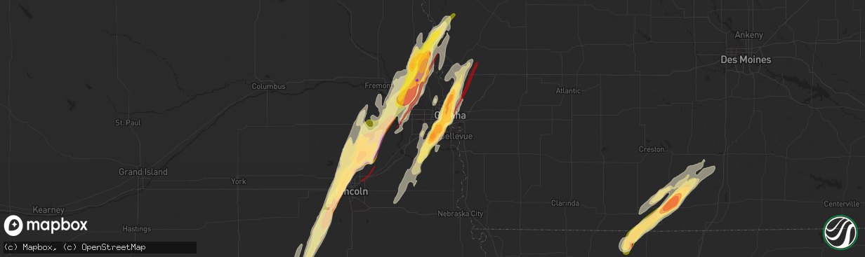 Hail map in La Vista, NE on April 26, 2024