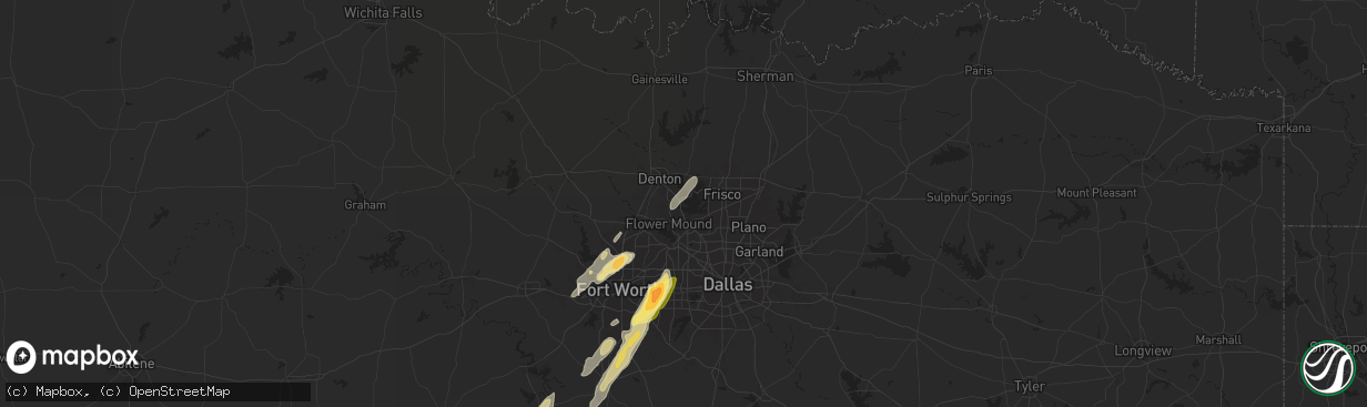 Hail map in Lake Dallas, TX on April 26, 2024
