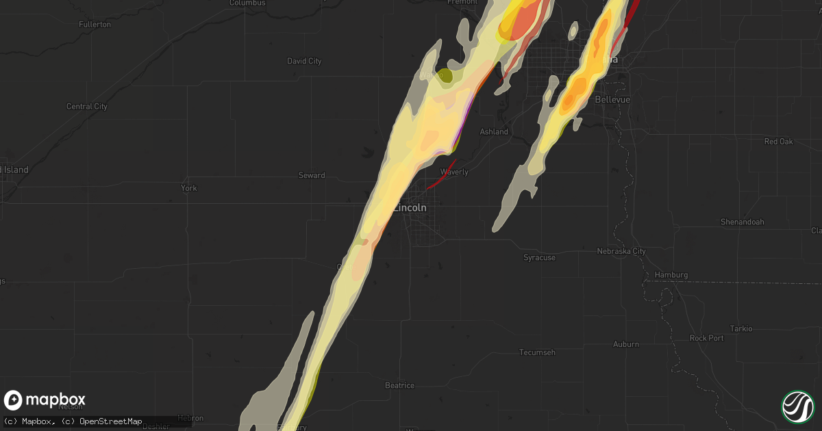 Hail map in Lincoln, NE on April 26, 2024