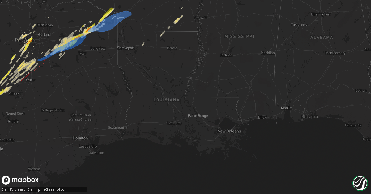 Hail map in Louisiana on April 26, 2024