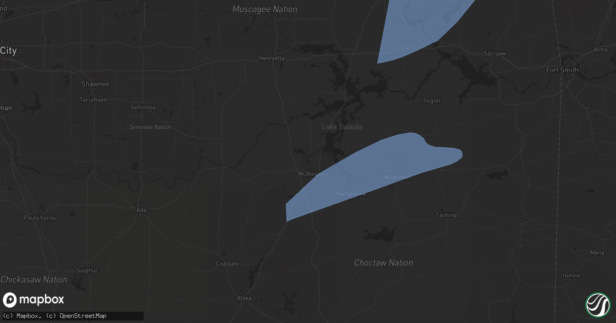Hail map in Mcalester, OK on April 26, 2024