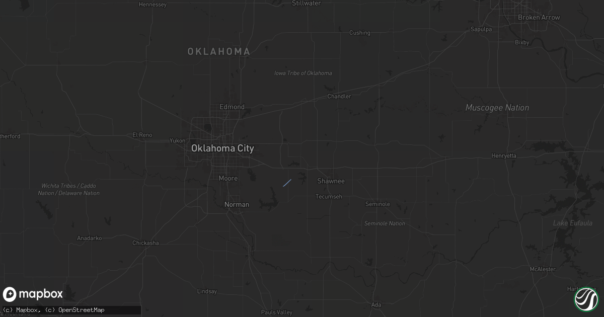 Hail map in Mcloud, OK on April 26, 2024