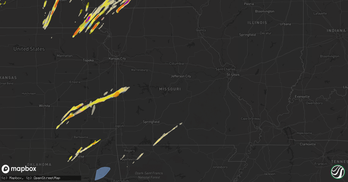 Hail map in Missouri on April 26, 2024