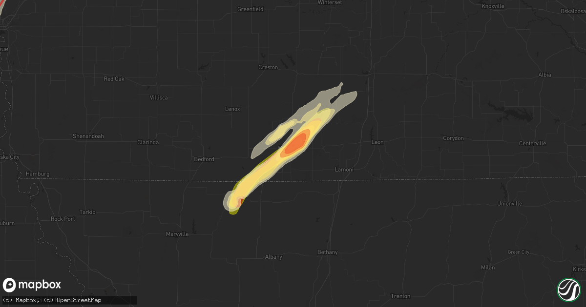 Hail map in Mount Ayr, IA on April 26, 2024