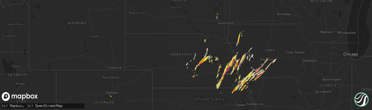 Hail map in Nebraska on April 26, 2024