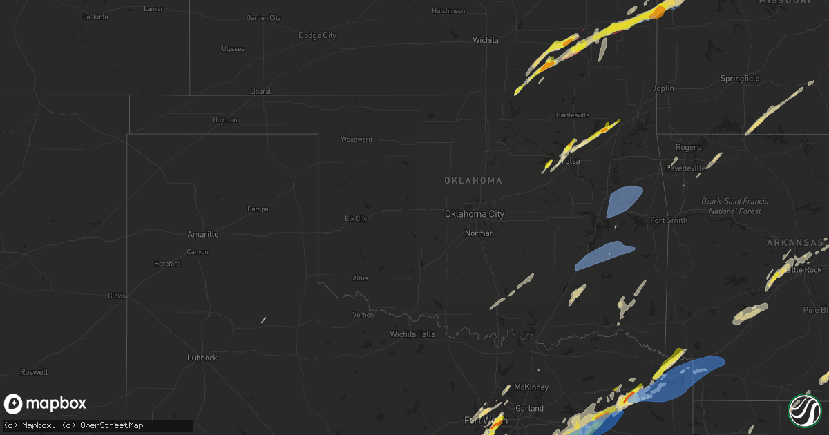Hail map in Oklahoma on April 26, 2024