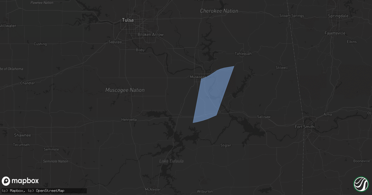 Hail map in Oktaha, OK on April 26, 2024