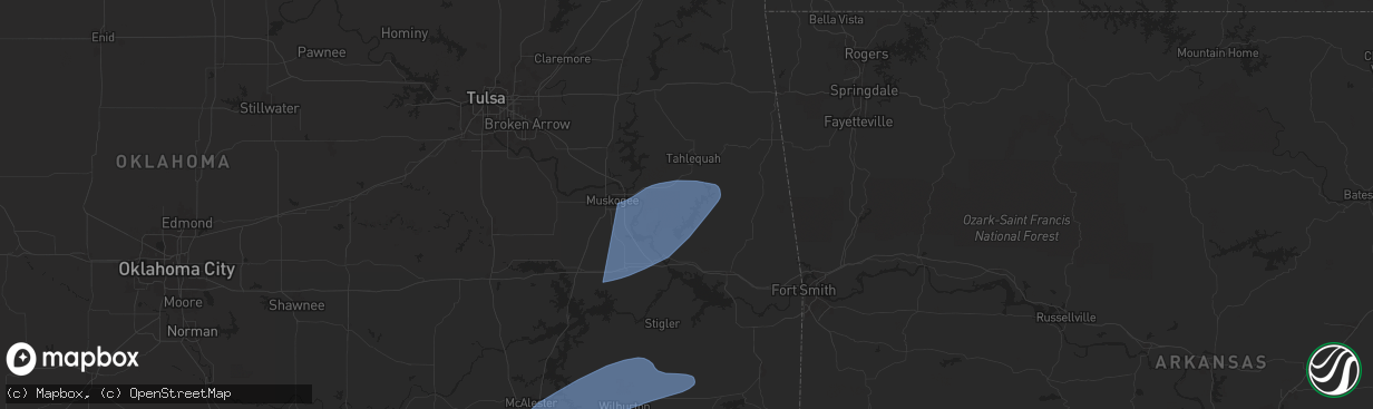 Hail map in Park Hill, OK on April 26, 2024
