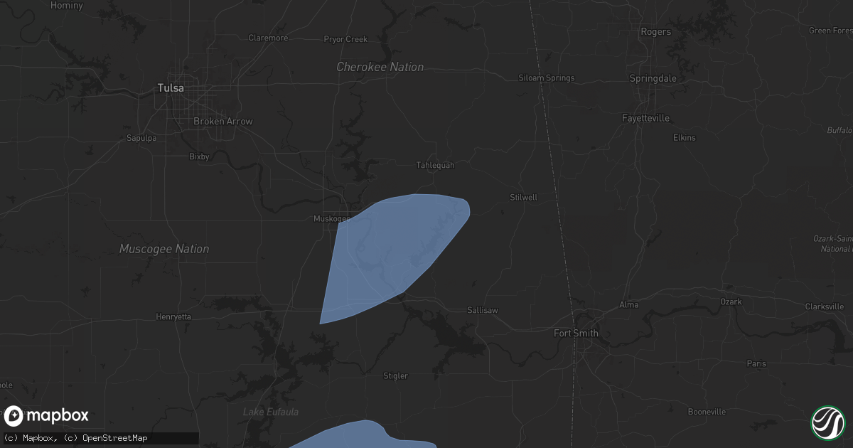 Hail map in Park Hill, OK on April 26, 2024