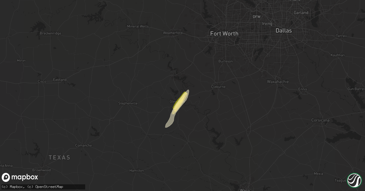 Hail map in Rainbow, TX on April 26, 2024