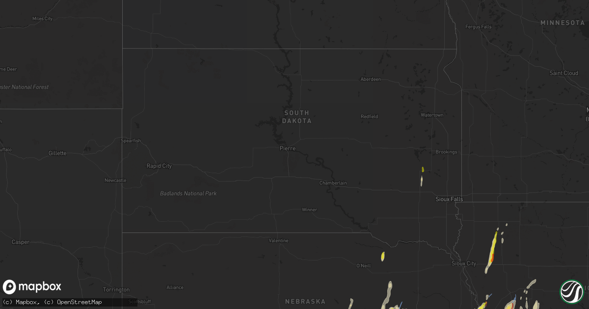 Hail map in South Dakota on April 26, 2024