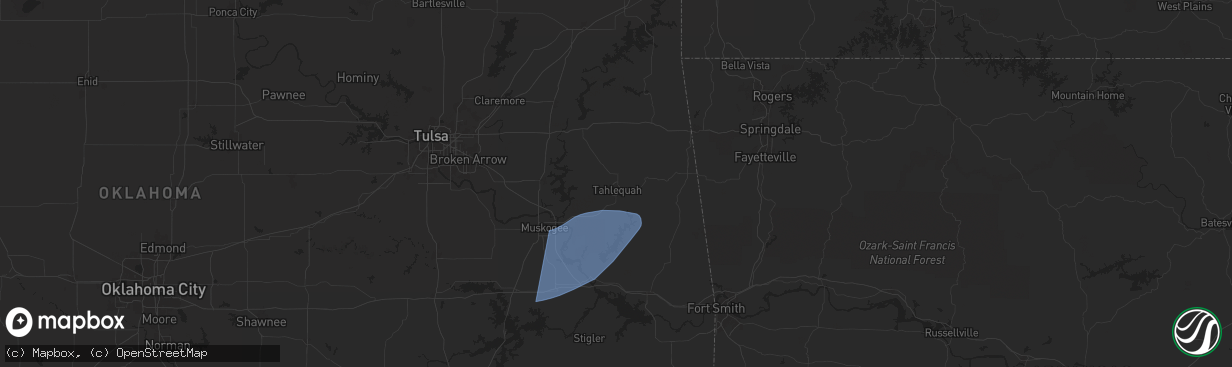 Hail map in Tahlequah, OK on April 26, 2024