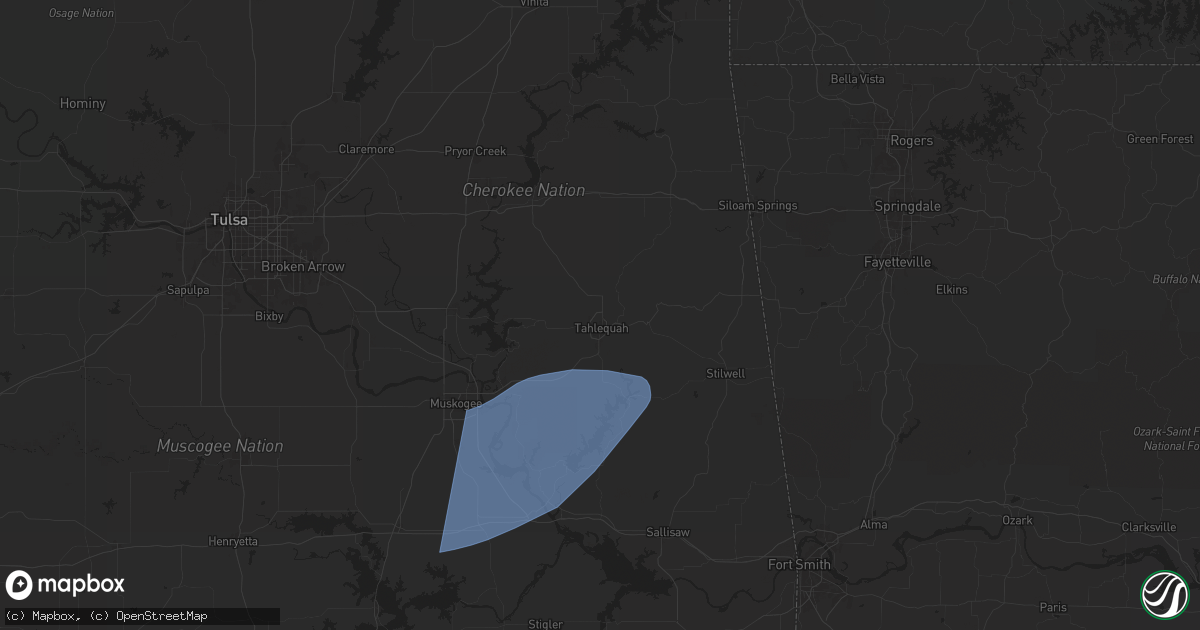 Hail map in Tahlequah, OK on April 26, 2024
