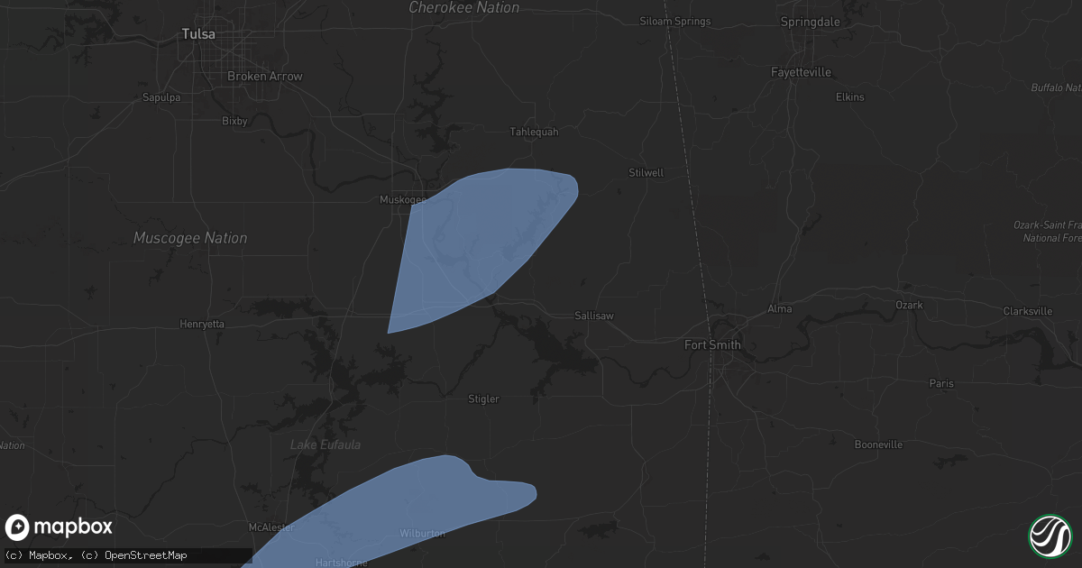 Hail map in Vian, OK on April 26, 2024