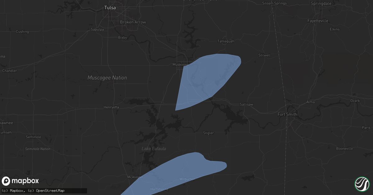 Hail map in Warner, OK on April 26, 2024