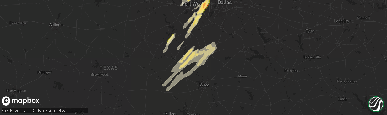 Hail map in Whitney, TX on April 26, 2024