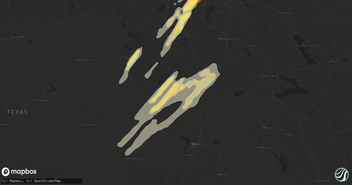 Hail map in Whitney, TX on April 26, 2024