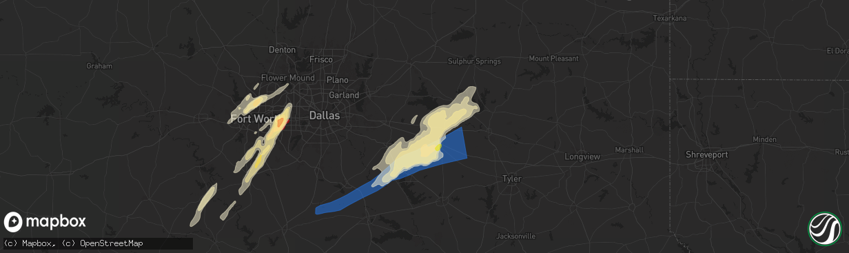 Hail map in Wills Point, TX on April 26, 2024