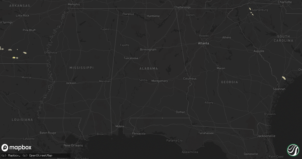 Hail map in Alabama on April 26, 2025
