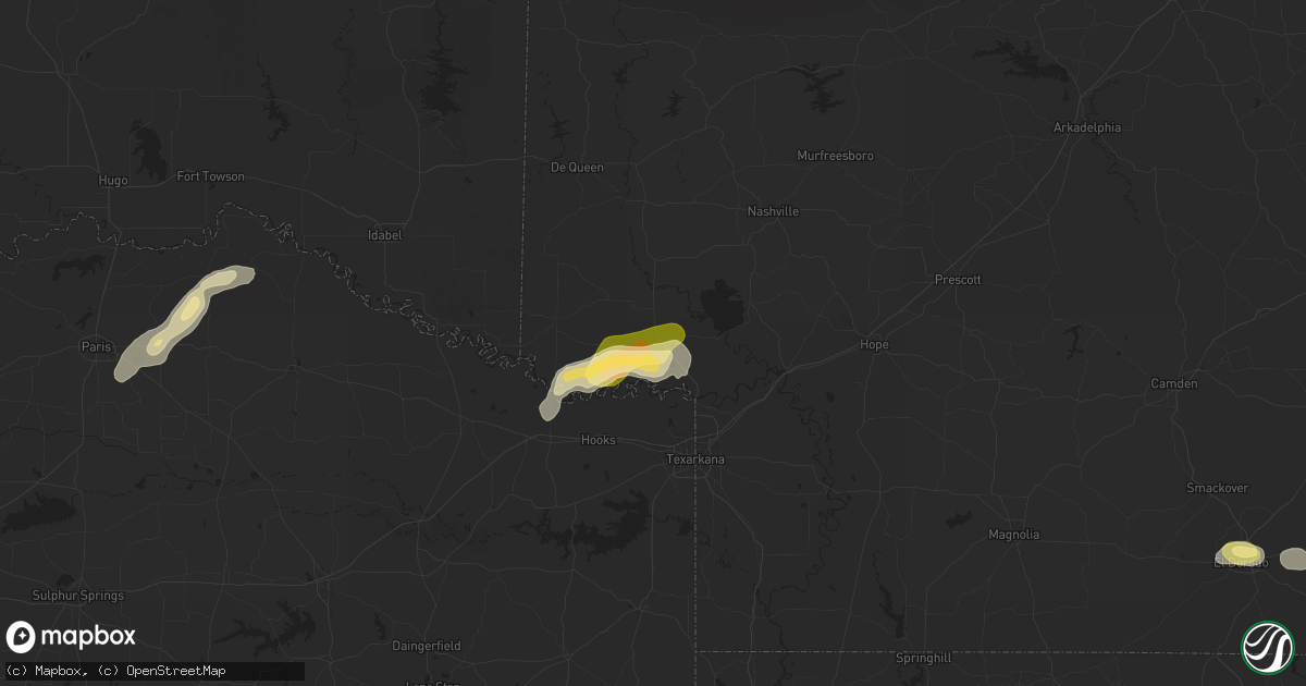 Hail map in Ashdown, AR on April 26, 2025