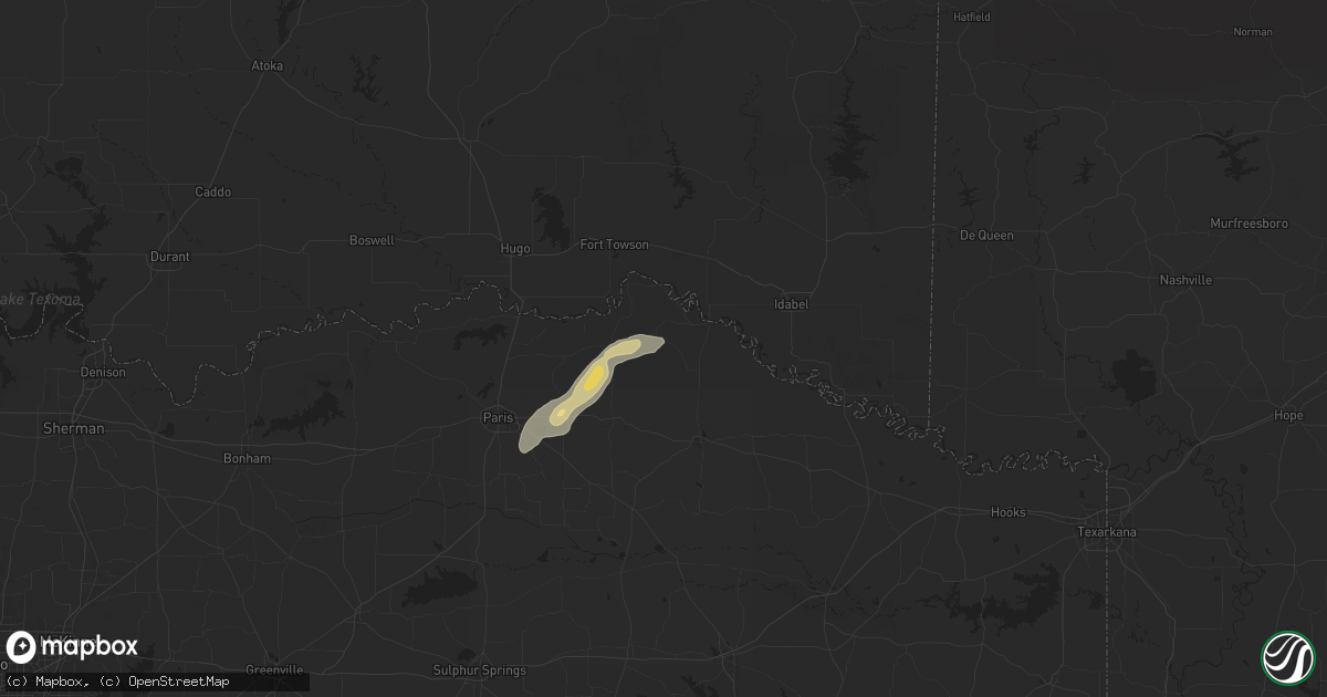 Hail map in Bagwell, TX on April 26, 2025