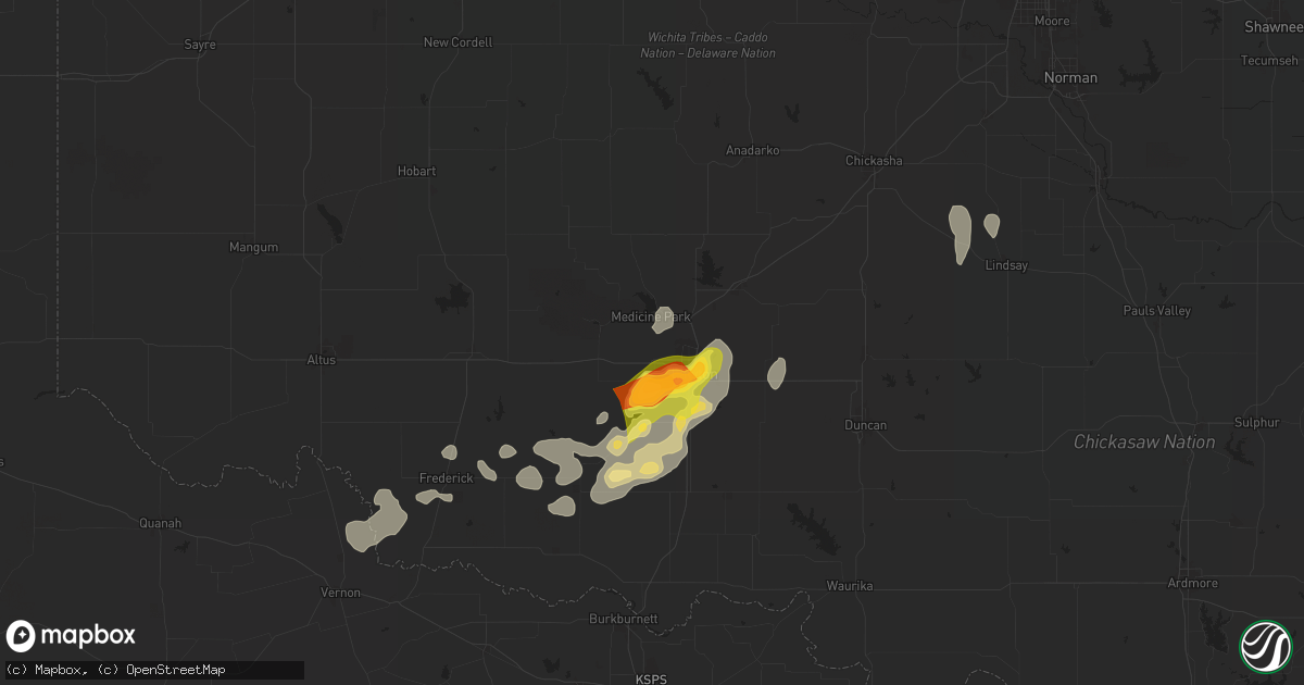 Hail map in Fort Sill, OK on April 26, 2025