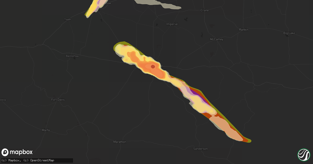 Hail map in Fort Stockton, TX on April 26, 2025