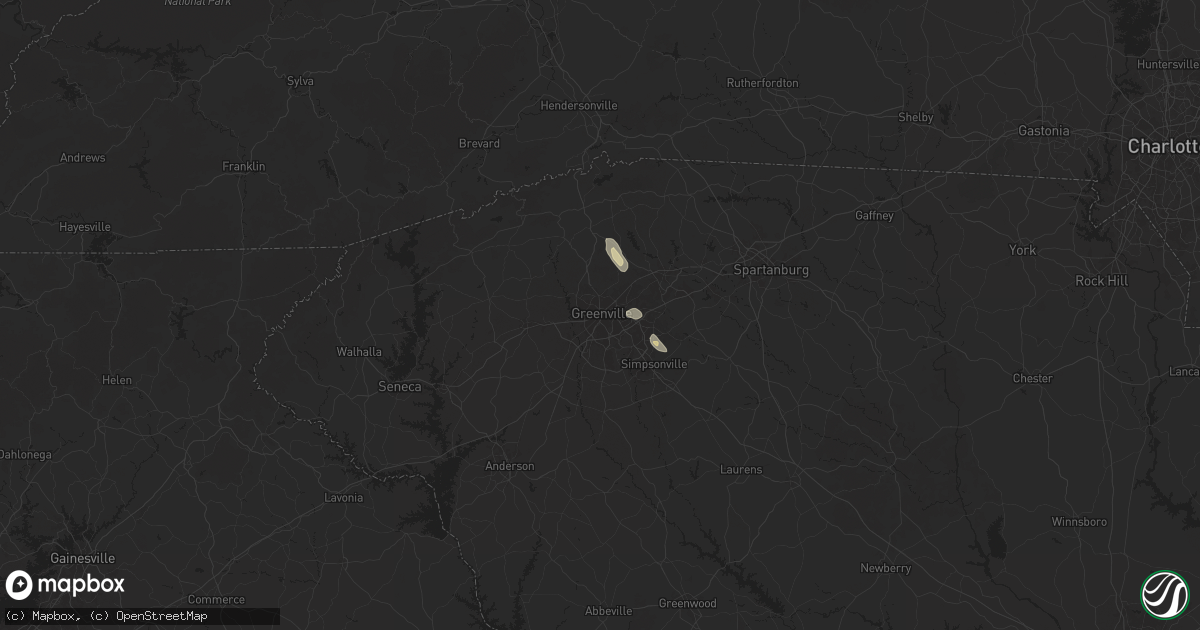 Hail map in Greenville, SC on April 26, 2025