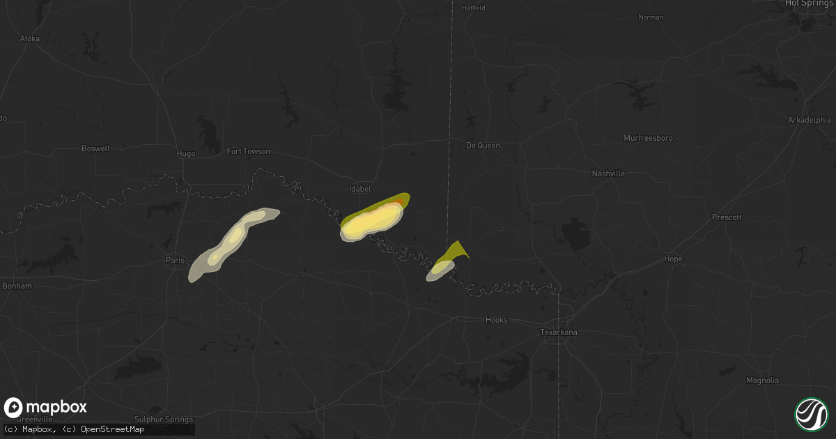 Hail map in Haworth, OK on April 26, 2025