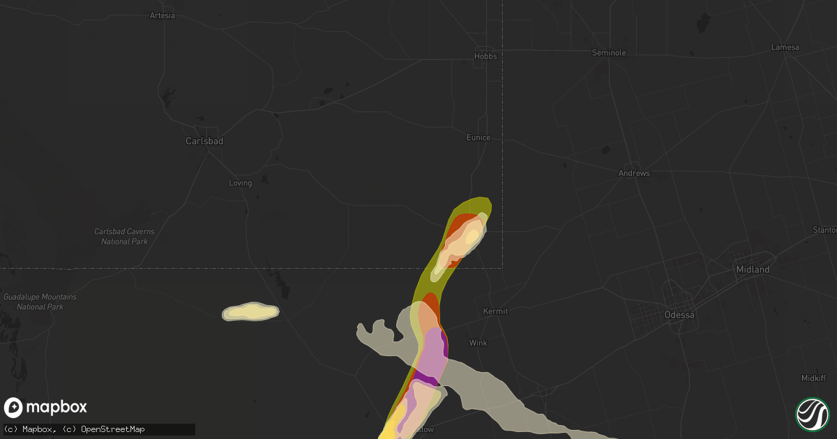 Hail map in Jal, NM on April 26, 2025