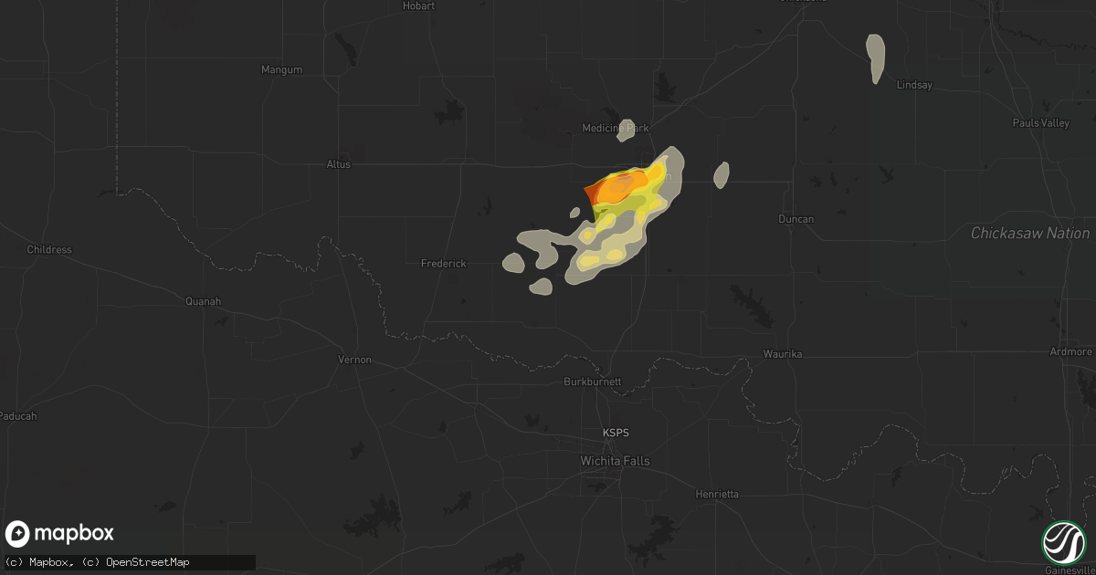 Hail map in Loveland, OK on April 26, 2025