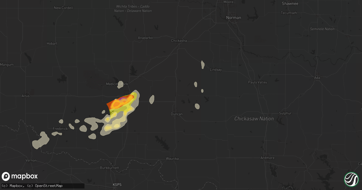 Hail map in Marlow, OK on April 26, 2025