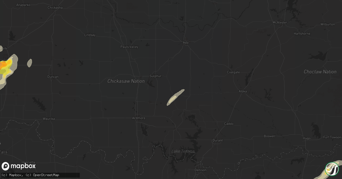 Hail map in Mill Creek, OK on April 26, 2025