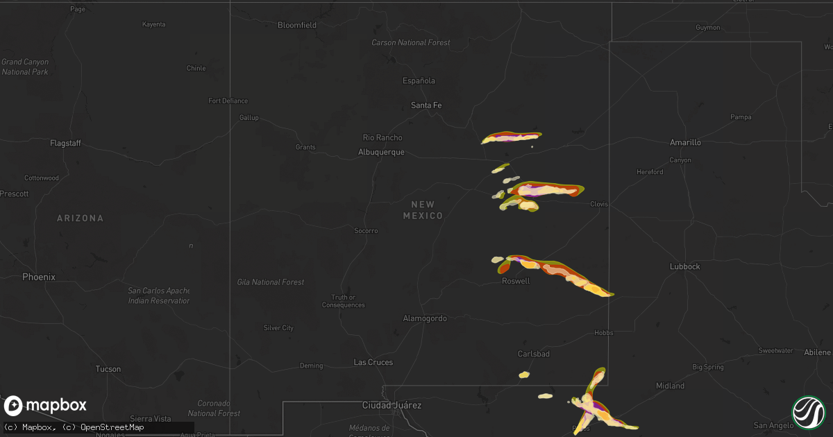Hail map in New Mexico on April 26, 2025