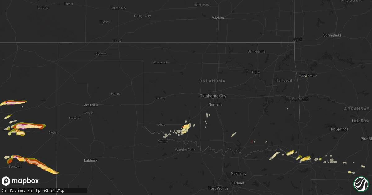 Hail map in Oklahoma on April 26, 2025