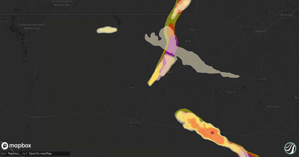 Hail map in Pecos, TX on April 26, 2025