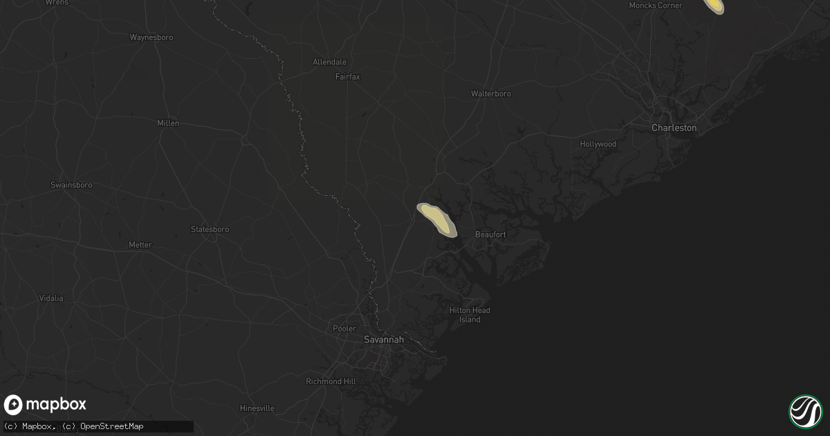 Hail map in Ridgeland, SC on April 26, 2025