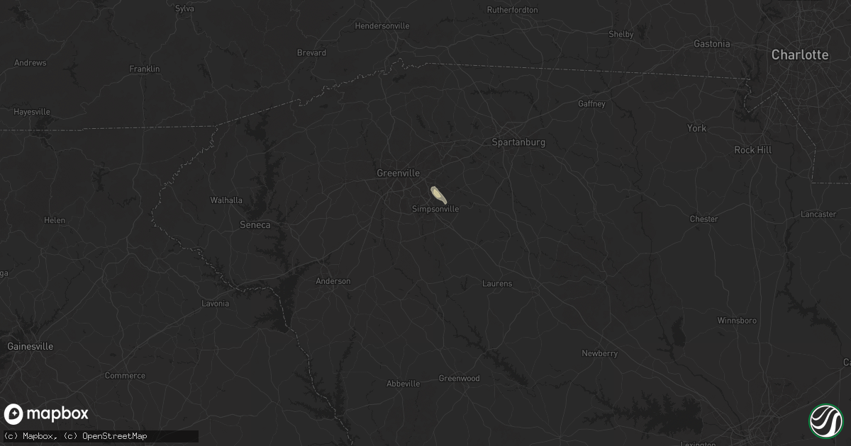 Hail map in Simpsonville, SC on April 26, 2025